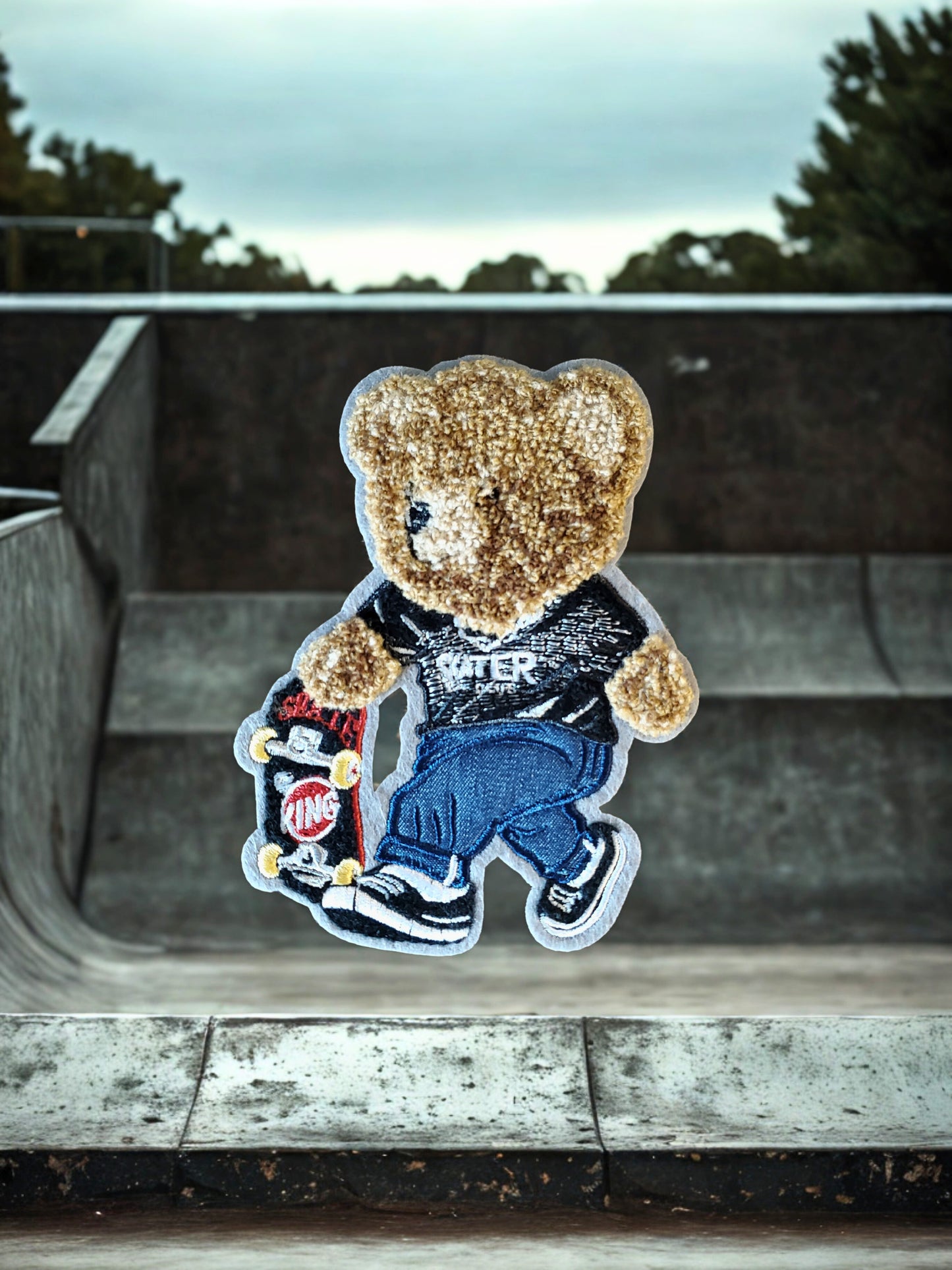 1PC Mini Black Skatebear Patch