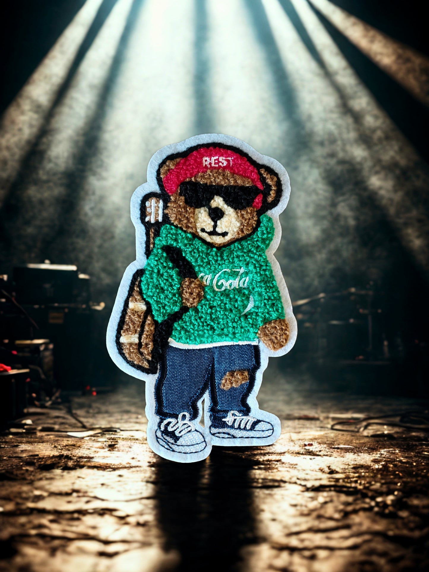 1PC Mini Guitar Bear Applique Patch