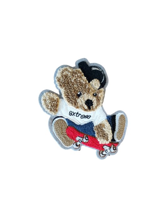 1PC Mini White Skate Bear Patch