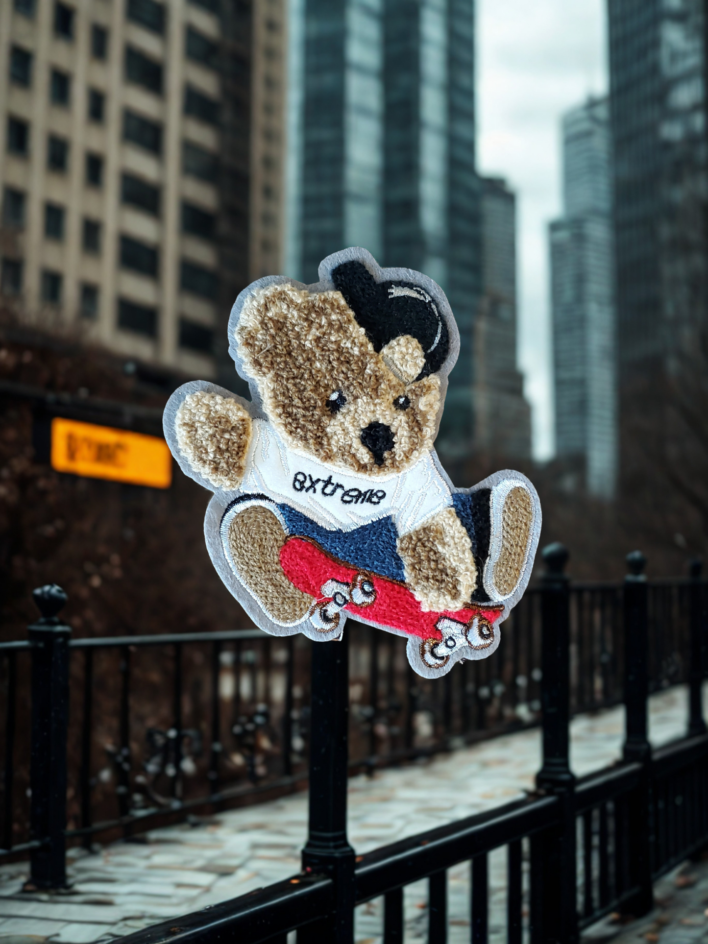 1PC Mini White Skate Bear Patch