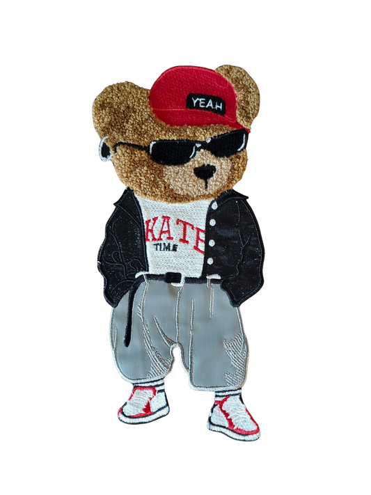 1PC Oversized Black & Red Yeah Bear Patch