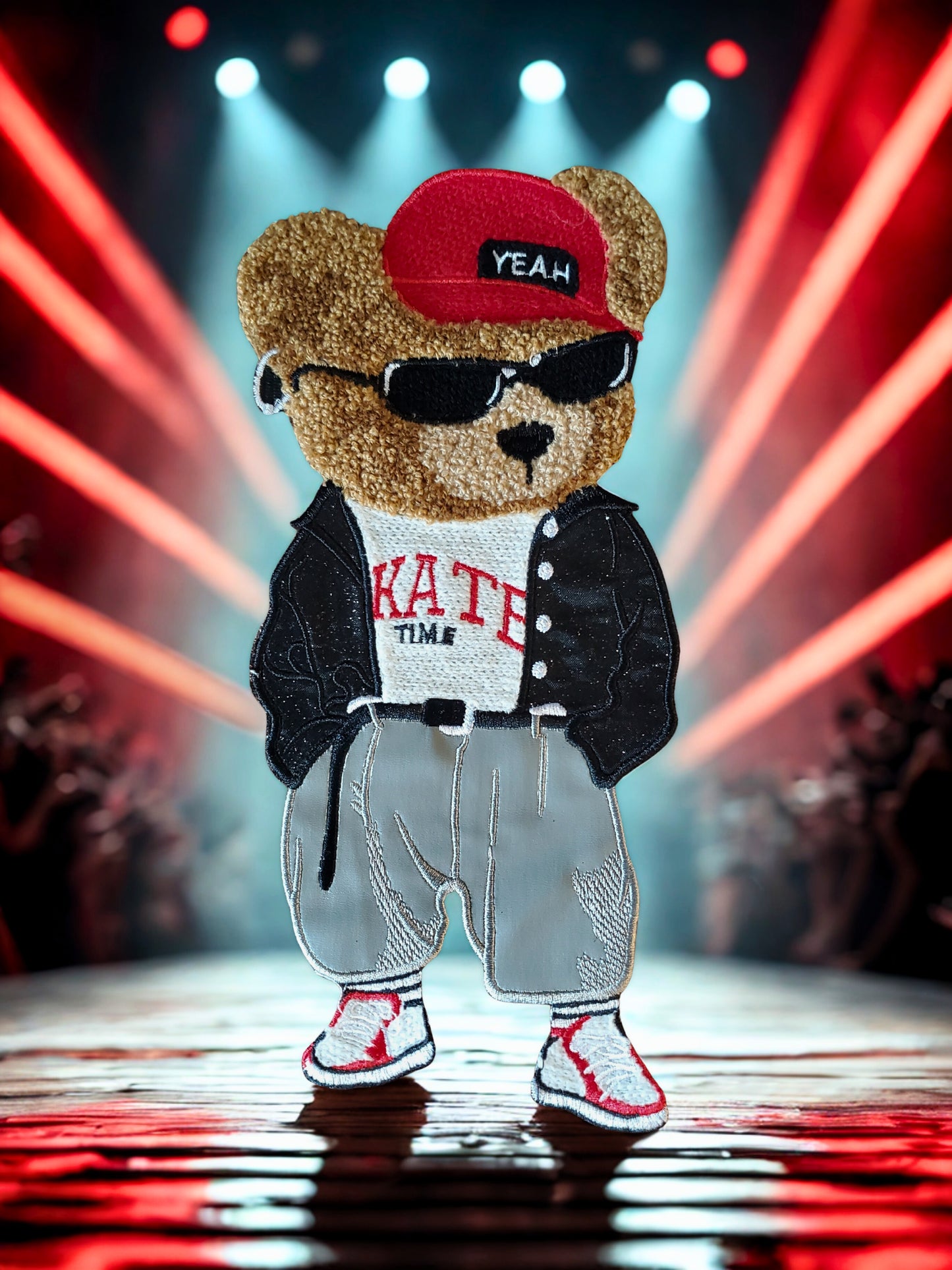 1PC Oversized Black & Red Yeah Bear Patch